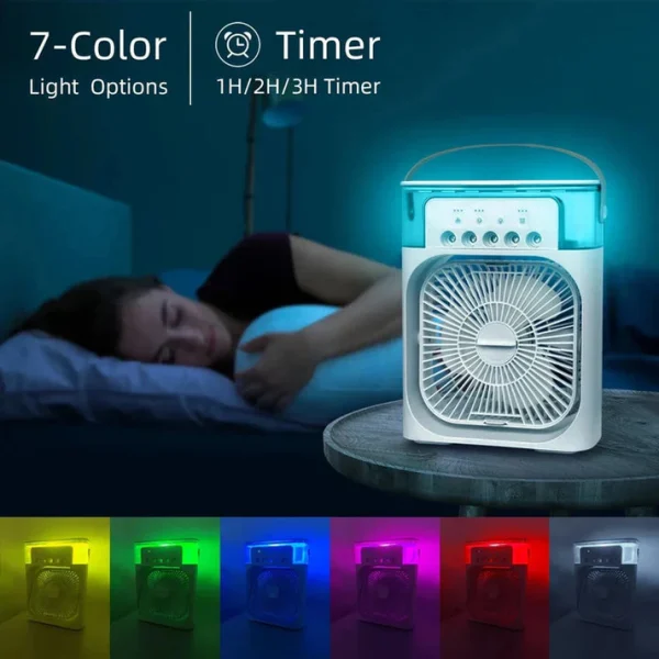 Portable Air Conditioner Fan USB 2025 - Seven color with timer setting