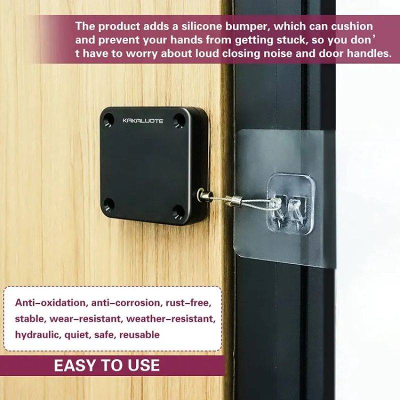 Portable Automatic Door Closer: Punch-Free Self-Closing Portable Automatic Door Closer: Punch-Free Self-Closing - Easy to use