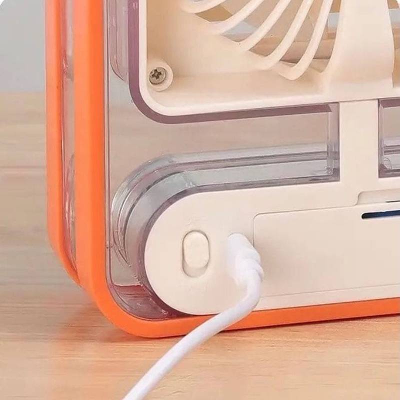 Portable USB Air Cooler Fan 3-Speed, Mist Spray, Rechargeable Portable USB Air Cooler: 3-Speed Mist Spray Fan - Rechargeable