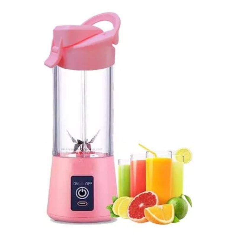 Portable USB Juicer Blender 380ml 6 Blades - Pink color view
