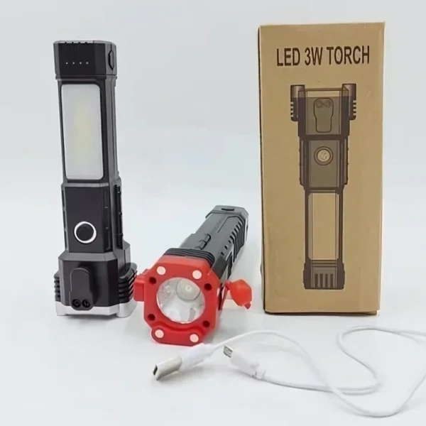 Rechargeable Tactical LED Flashlight Power Bank 1000LM - Main view with box