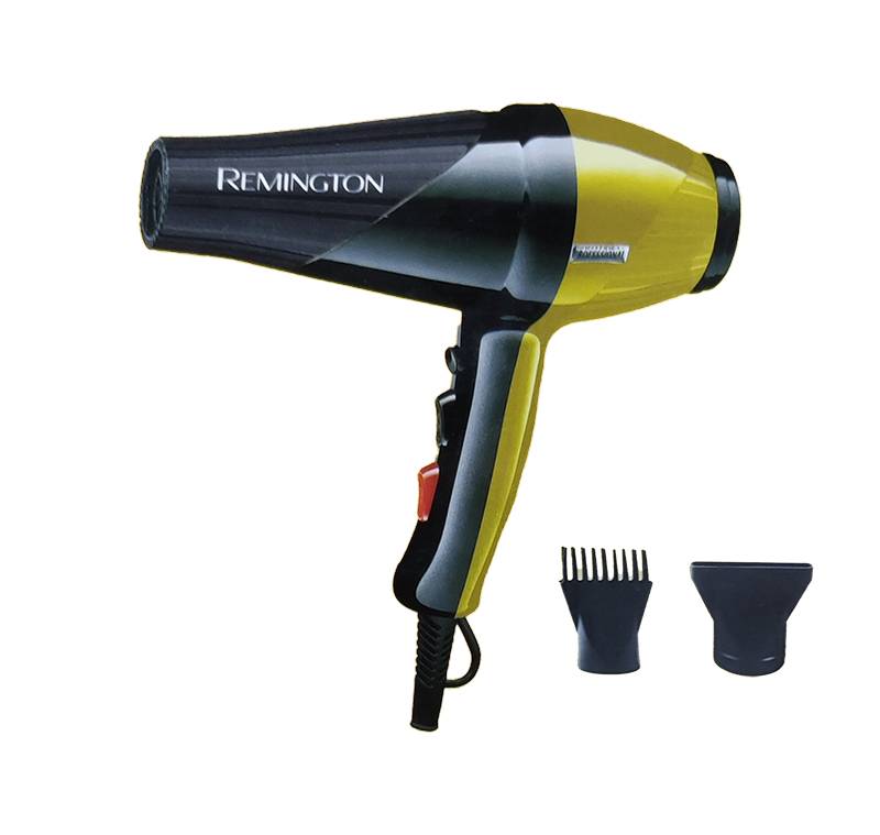 Remington Professional Hair Dryer Eco Dual Mode - Yellow dryer with attachments
