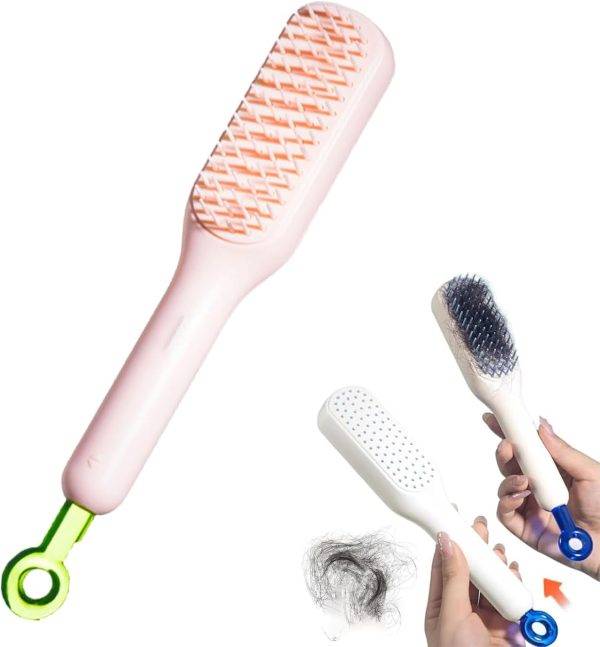 Self-Cleaning Hair Brush Telescopic Comb Random Color - One click cleaning