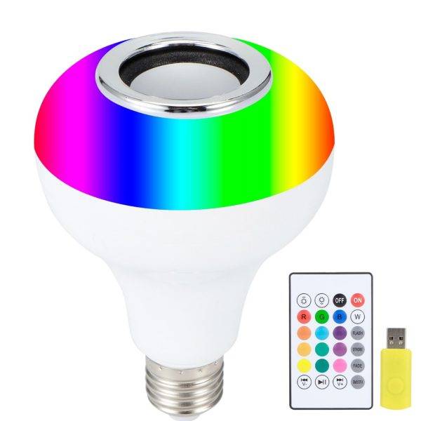 Smart LED Bulb Speaker 2-in-1 RGB Light + Remote Control Smart LED Bulb Speaker 2-in-1 RGB Light + Remote Control - Bulb with remote and usb