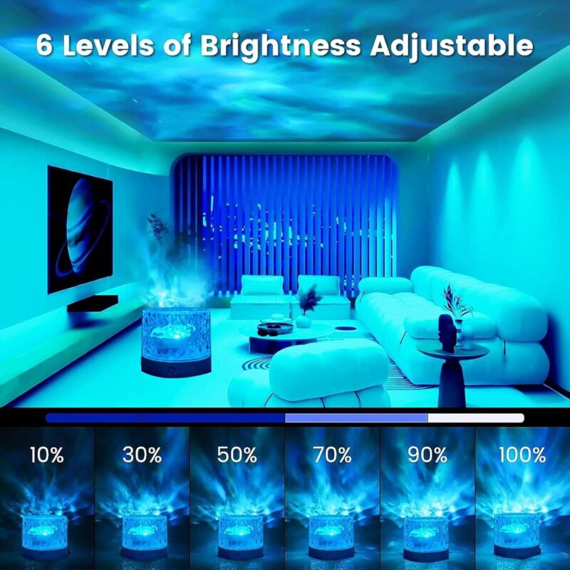 Water Ripple Night Light 16-Color Rotating Lamp - Levels of brightness