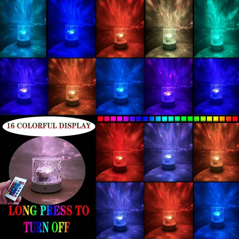 Water Ripple Night Light 16-Color Rotating Lamp - Sixteen colorfull display
