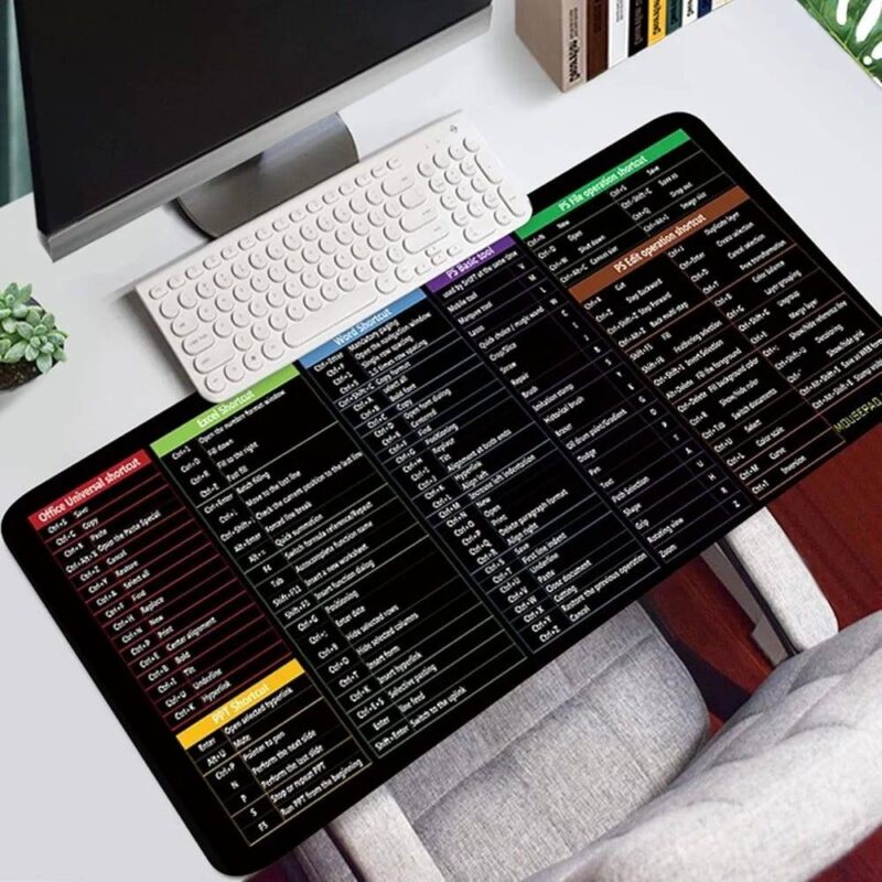 Excel Shortcut Desk Mat Keyboard Excel Shortcut Desk Mat Keyboard & Mouse Pad Non-Slip - Full view