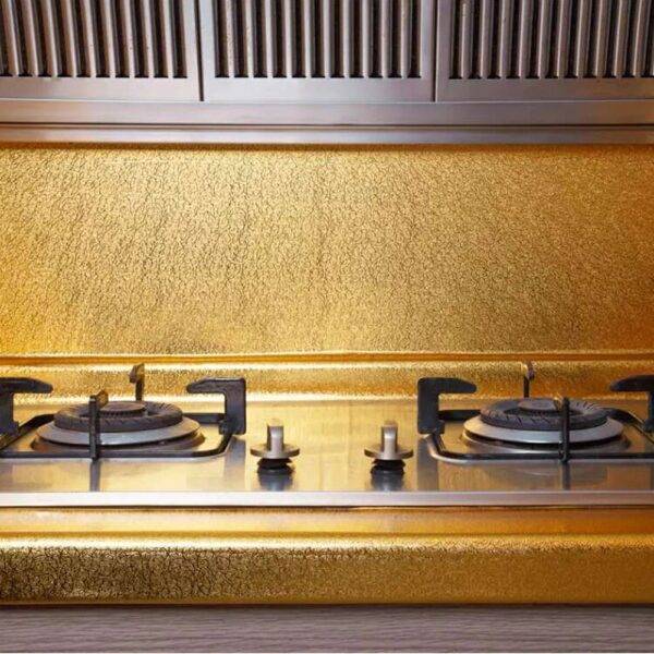 Kitchen Wallpaper Sticker Foil - Stylish golden peel and stick wallpaper design