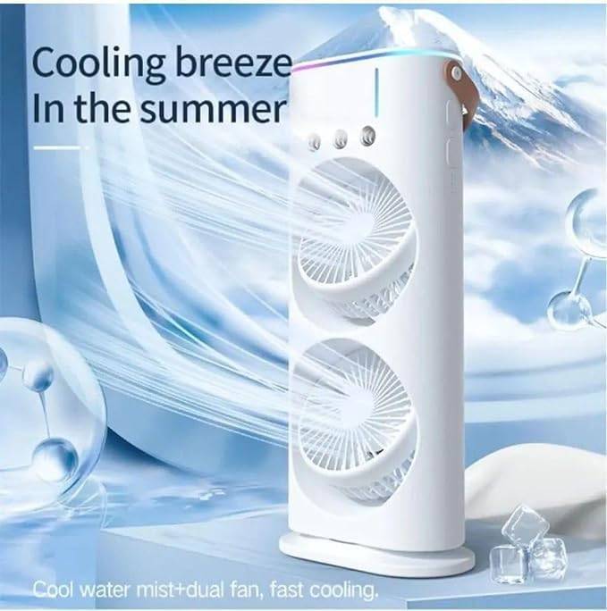 USB Charging Cable Attached to Mist Fan Portable Cooler
