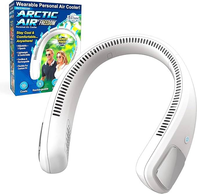 Wearable Neck Fan Arctic: 3-Speed USB Cooler & Purifier Product packaging of Wearable Neck Fan Arctic