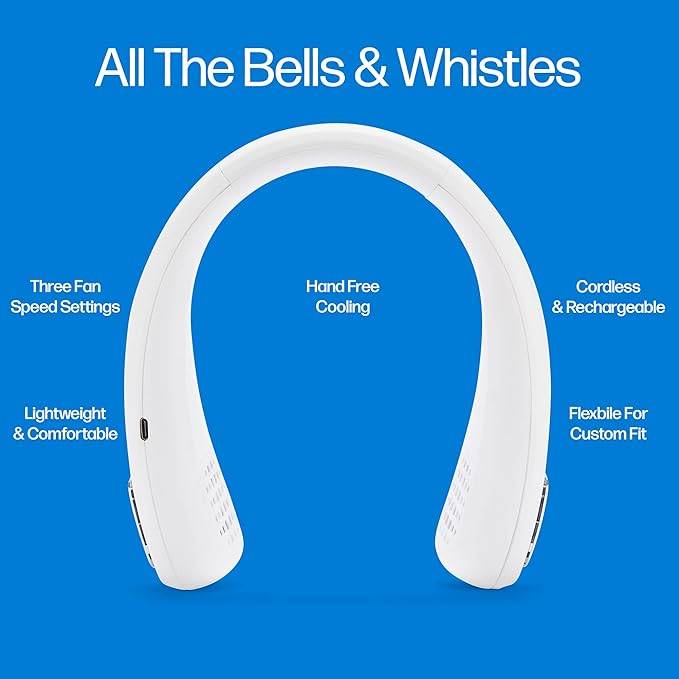 Wearable Neck Fan Arctic: 3-Speed USB Cooler & Purifier Back view showing air vents and adjustable strap