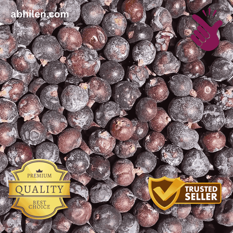 Close-up of Abhal Juniperus communis berries for Unani medicine