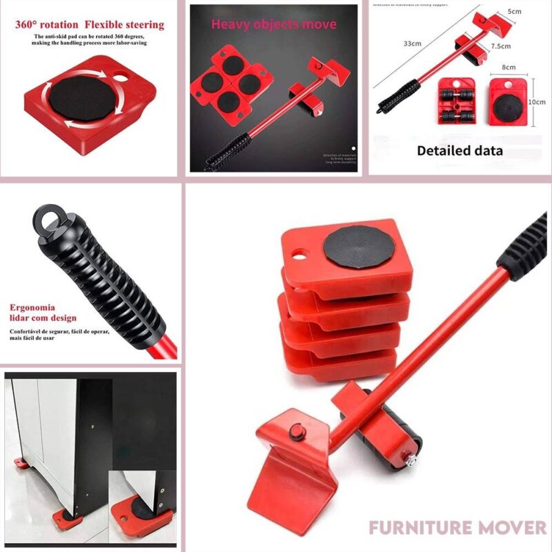 5-in-1 Furniture Mover Tool Set - Complete Kit Accessories of 5-in-1 Furniture Mover Tool Set