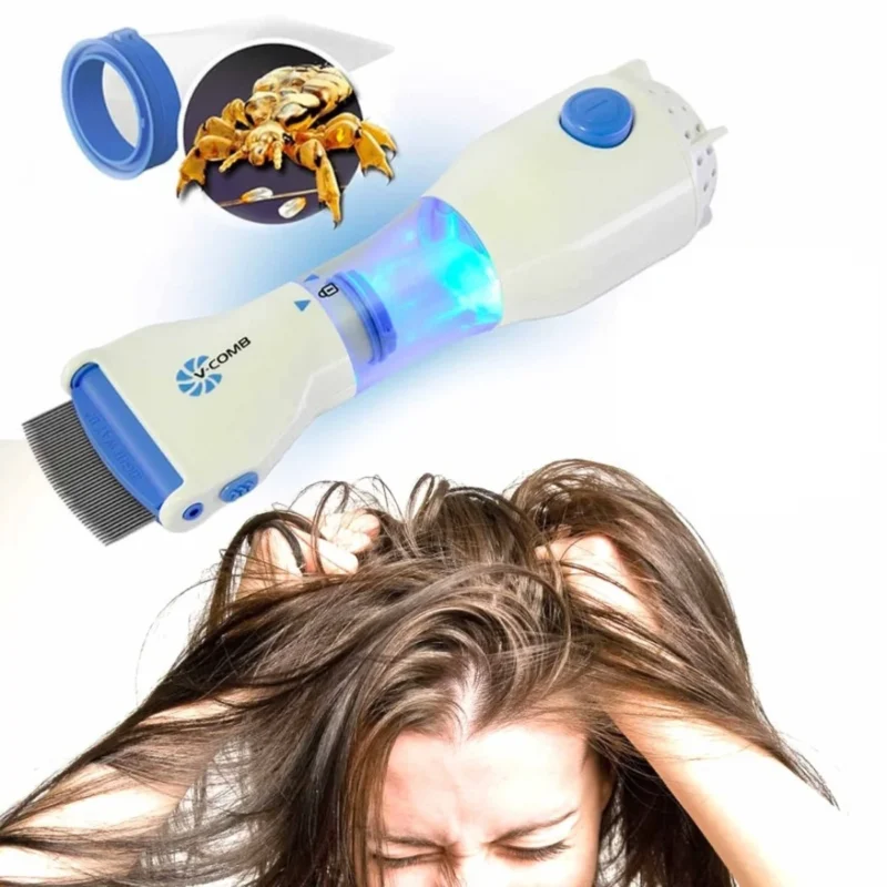 Electric V-Comb Anti Lice Machine with girl showing lice issue