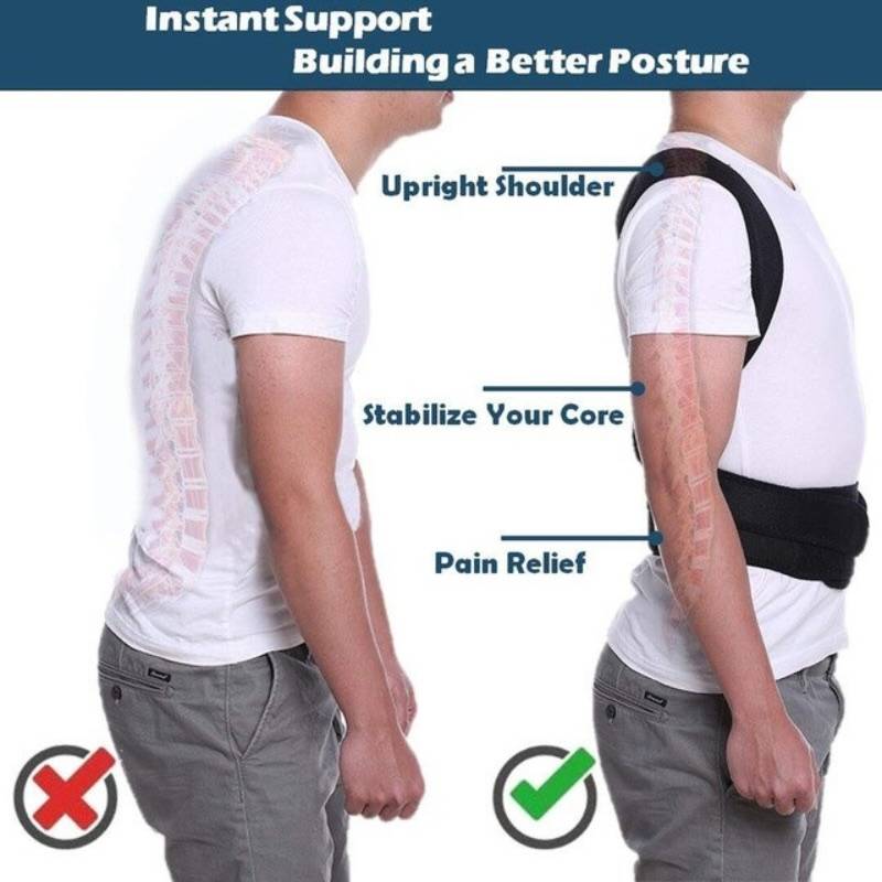 Spine before and after using Back Pain Relief Posture Corrector