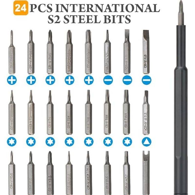 All bits of 24-in-1 Magnetic Screwdriver Set displayed