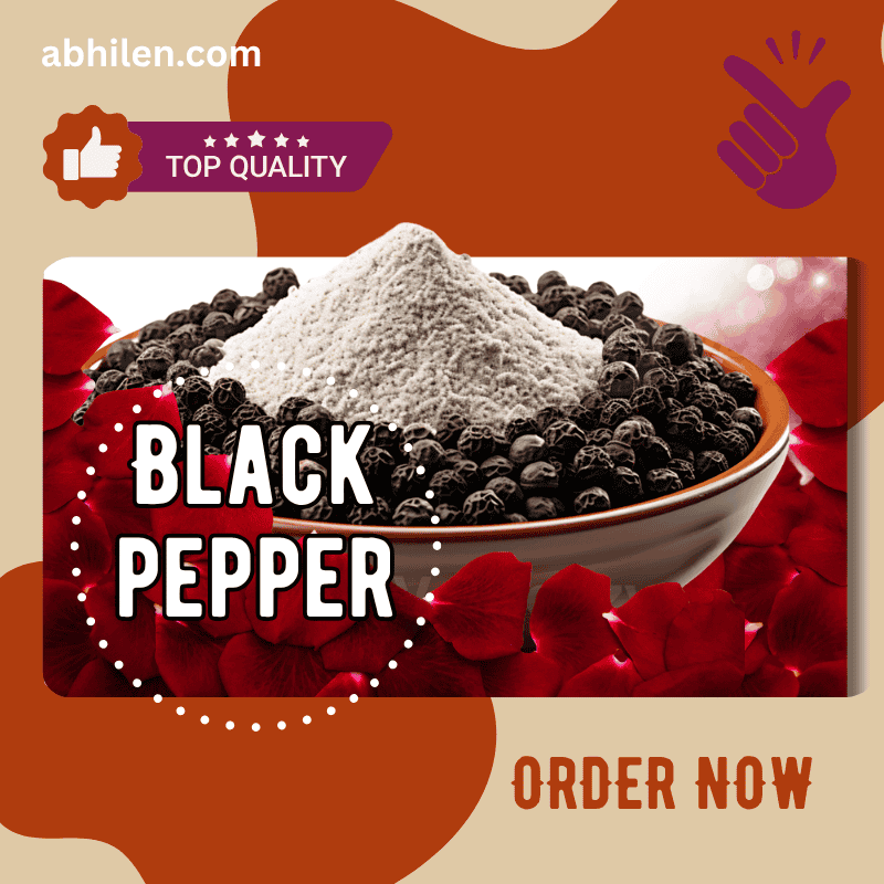 Filfil Siyah Piper nigrum whole and powder in bowl