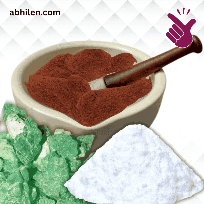 Kushta Faulad (Calx of Iron) Powder Kushta Faulad Calx of Iron in Unani mortar and pestle.