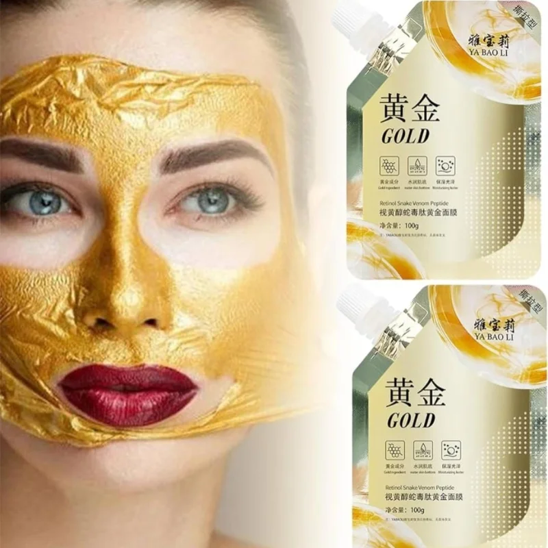 Retinol Snake Venom Peptide Gold Mask Girl applying Retinol Snake Venom Peptide Gold Mask